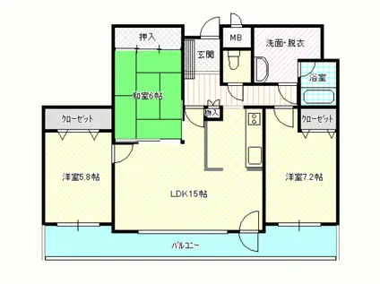 シャトーム中央町(3LDK/5階)の間取り写真