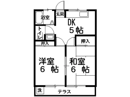 コーポ高橋(2DK/2階)の間取り写真