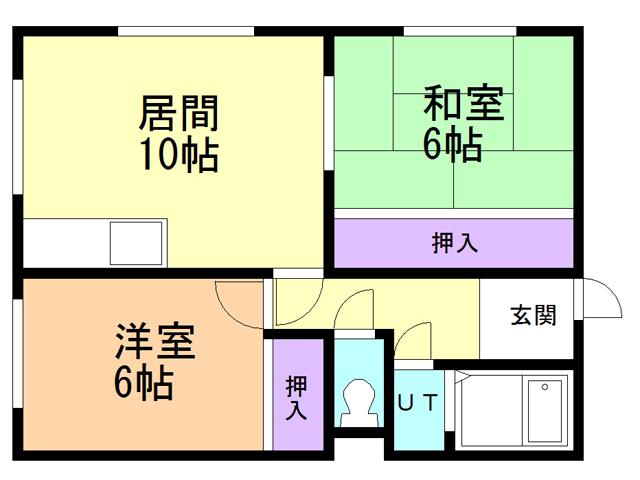 ハイツタカサキ1号棟(2LDK/2階)の間取り写真
