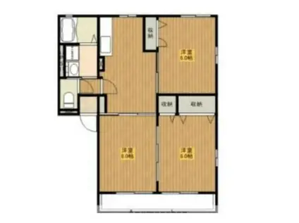 レトアKEI B棟(3DK/1階)の間取り写真