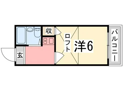 キャッスル八代(1K/2階)の間取り写真