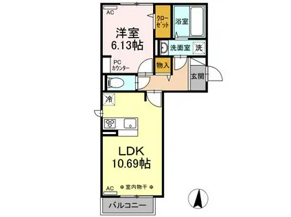 リリーフ小相木町(1LDK/1階)の間取り写真