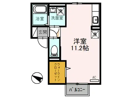 パーシモン(ワンルーム/2階)の間取り写真