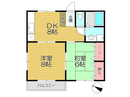 コーポ沼田B(2DK/2階)の間取り写真