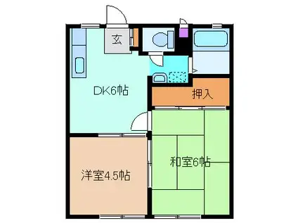 パナハイツ 関口 B棟(2DK/1階)の間取り写真