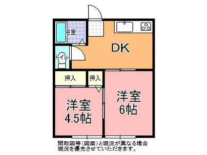 山崎コーポ(2DK/2階)の間取り写真