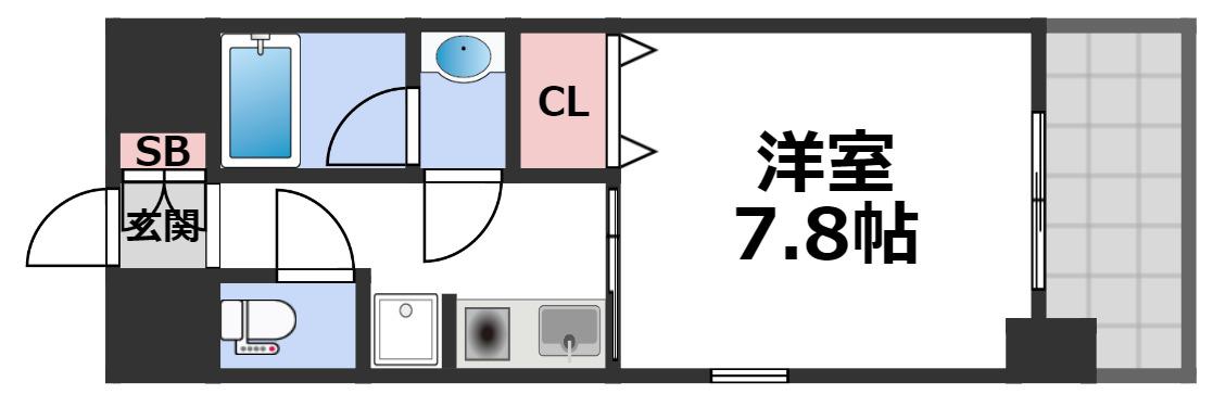 グレンパーク中川(1K/3階)の間取り写真