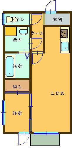 シャイニングハウス石岡(1LDK/1階)の間取り写真