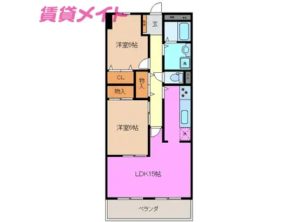 GARDEN PLAZA ファミール富田(2LDK/7階)の間取り写真