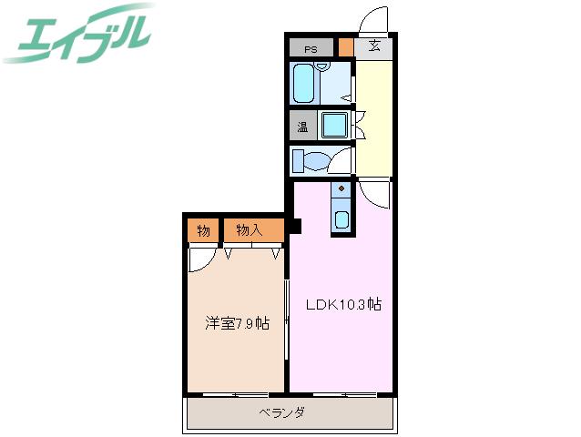 VIP-IN太平洋ノースヒルズ(1LDK/2階)の間取り写真