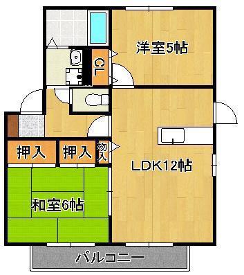 ヴェルディ高須IIA・B(2LDK/1階)の間取り写真