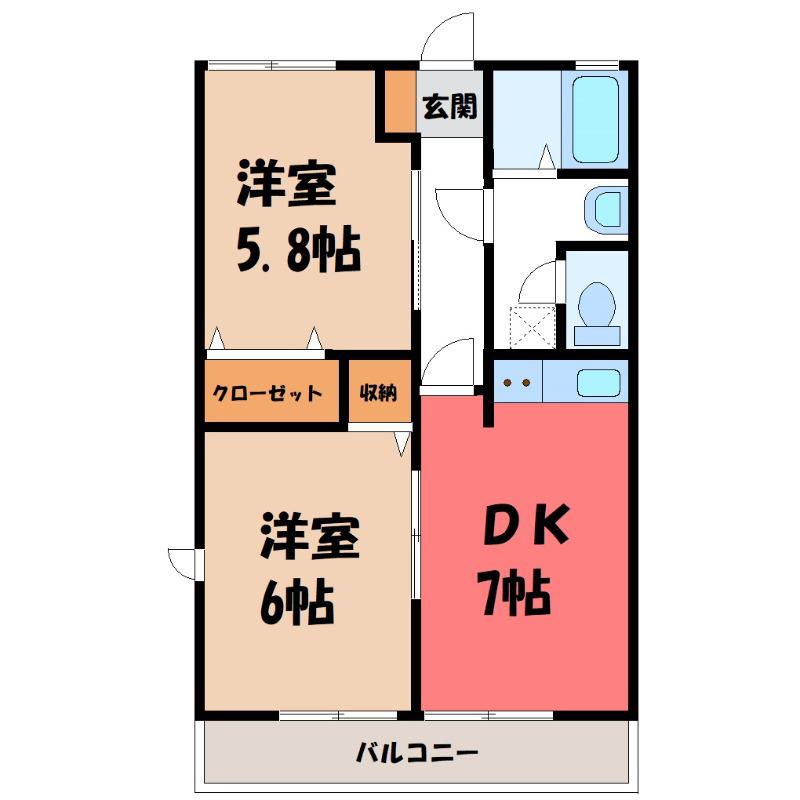 PALETTE3(2DK/2階)の間取り写真