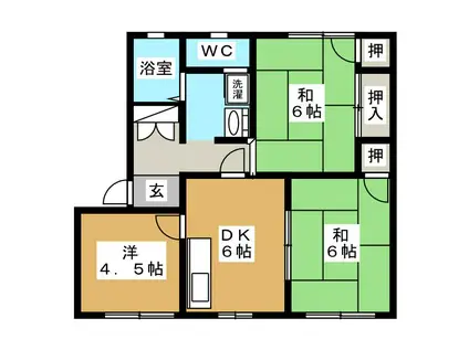 グリーンアドニス(3DK/2階)の間取り写真