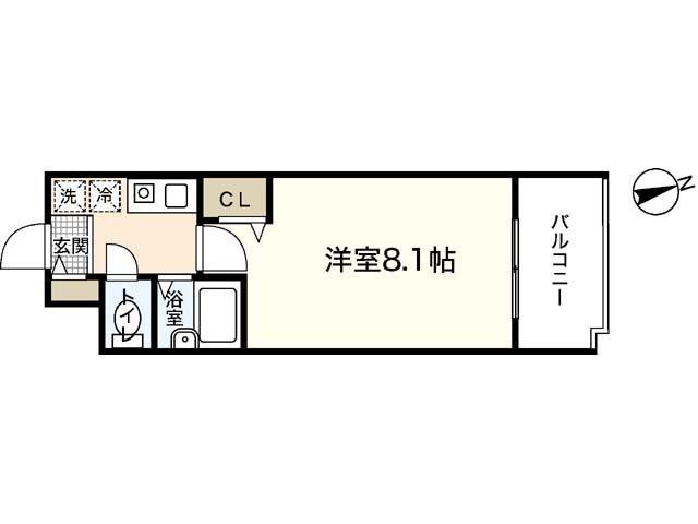 双葉ヒルズ堺町(1K/5階)の間取り写真