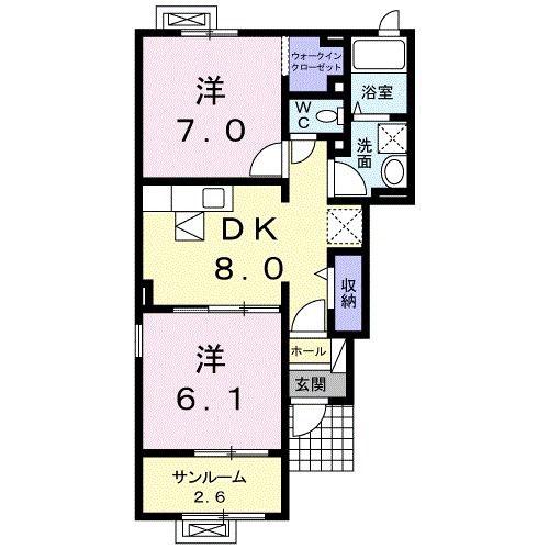 ブランメールI(2DK/1階)の間取り写真