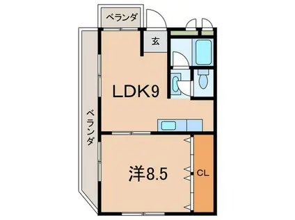 本庄ハイツ(1LDK/3階)の間取り写真