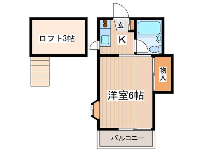 コーポ錦(1K/2階)の間取り写真