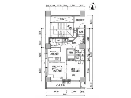 東雲キャナルコートCODAN18号棟(1LDK/3階)の間取り写真