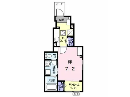 ステーブル上流(1K/1階)の間取り写真