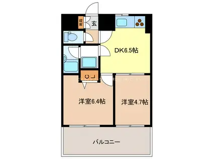 ダイアパレス長野大通(2K/6階)の間取り写真