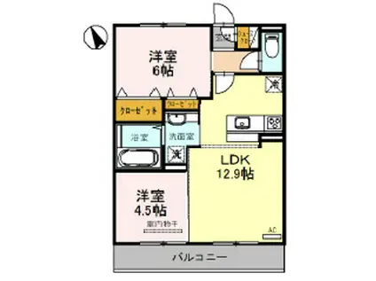 フロイデプラッツ(2LDK/3階)の間取り写真