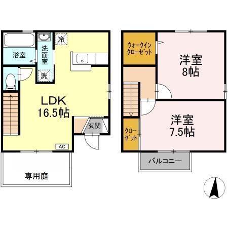 ルミナーレ(2LDK/1階)の間取り写真
