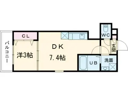 ココングランジュール芦屋西Ⅰ(1DK/2階)の間取り写真