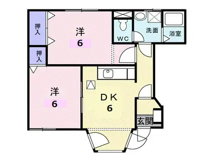 クレストール花水木B(2DK/1階)の間取り写真