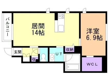 シティプラザ青森A棟(1LDK/1階)の間取り写真