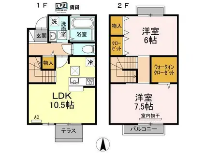 ミッドレジデンス B・C C棟(2LDK/1階)の間取り写真