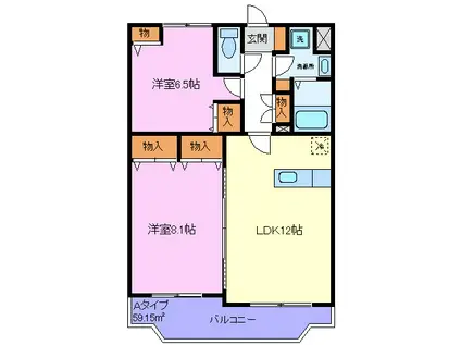 ジュエルモンテレーゼ(2LDK/3階)の間取り写真