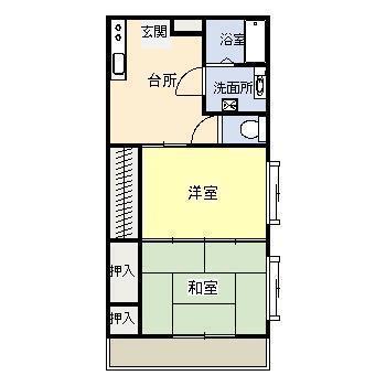 福田コーポ(2DK/2階)の間取り写真