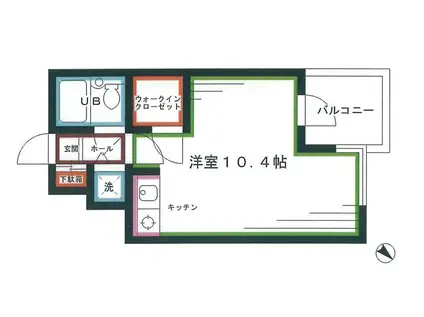 パークサイドテラス(ワンルーム/3階)の間取り写真