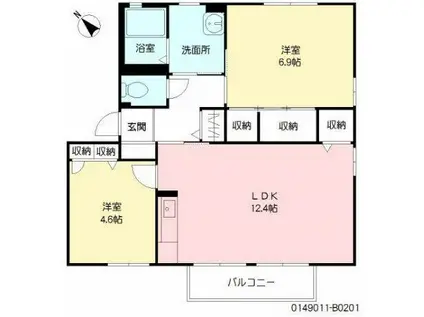 サンルミナスB棟(2LDK/2階)の間取り写真