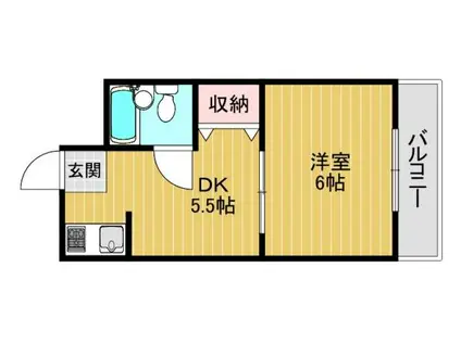 マンション太平6号館(1DK/5階)の間取り写真
