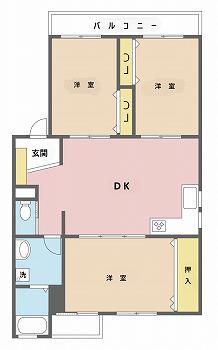 ラフォーネ呉竹(3DK/1階)の間取り写真