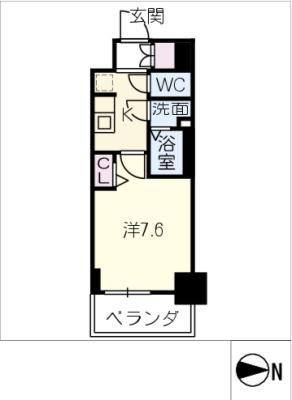 SHOKEN RESIDENCE名古屋 太閤通(1K/6階)の間取り写真