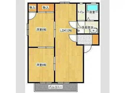 ジュネス35 B棟(2LDK/2階)の間取り写真