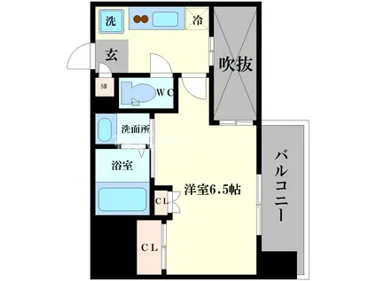 セレニテ難波グランデシュッド(1K/2階)の間取り写真