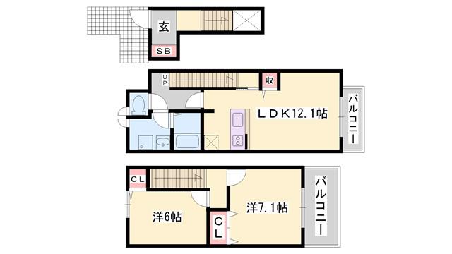 グレイスフルフィールドI(2LDK/2階)の間取り写真