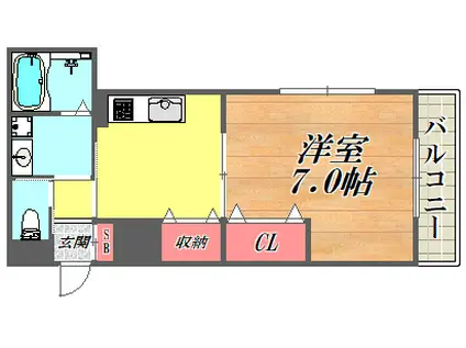 ロータスコート4(1K/1階)の間取り写真
