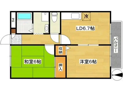 パールハイツ(2DK/1階)の間取り写真