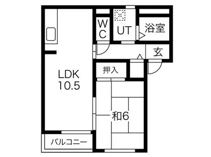 ジュネス光 D棟(1LDK/1階)の間取り写真