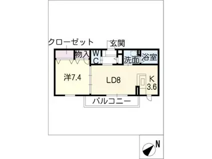 イーグルほだか(1LDK/1階)の間取り写真