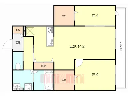 AQUILA須磨海浜公園(2LDK/2階)の間取り写真