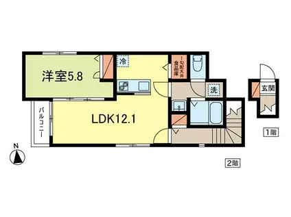 PROVIDENCE(1LDK/1階)の間取り写真