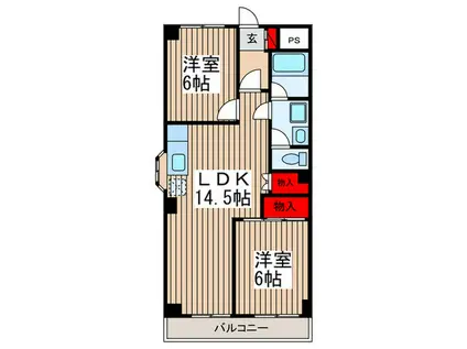 パールマンション1(2LDK/5階)の間取り写真