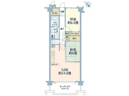 グランシティ湘南海岸(2LDK/3階)の間取り写真