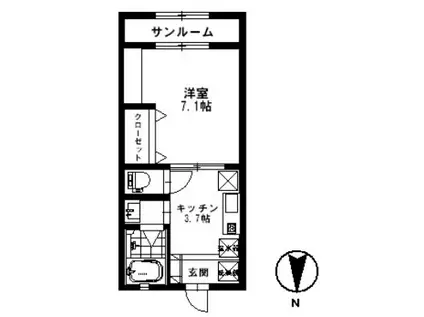 オンリーワン・藤(1K/2階)の間取り写真