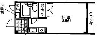 ジュネス書写(ワンルーム/1階)の間取り写真